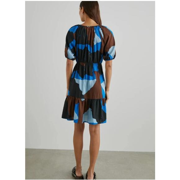 RAILS NWT Evereve Khloe Brown Blue Abstract Tiered Dress // S - Picture 3 of 12